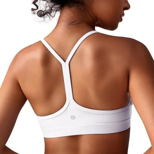 baydi clouduxi y back sports bras for women padded racerback low impact spaghetti thin strap workout yoga crop tops white